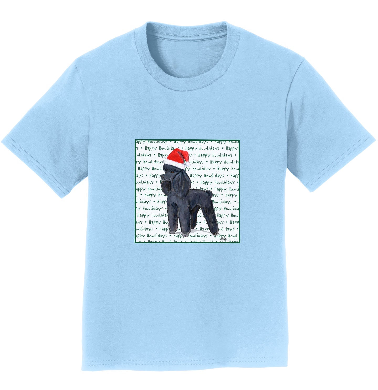 Poodle (Black) Happy Howlidays Text - Kids' Unisex T-Shirt
