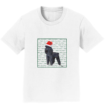 Poodle (Black) Happy Howlidays Text - Kids' Unisex T-Shirt
