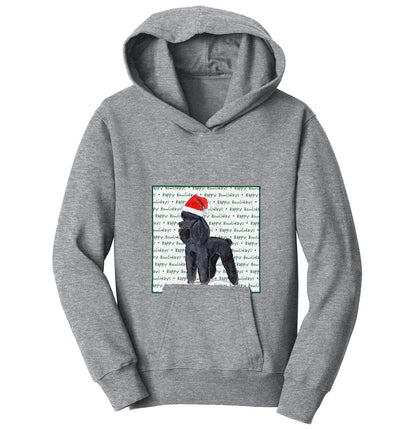 Poodle (Black) Happy Howlidays Text - Kids' Unisex Hoodie Sweatshirt