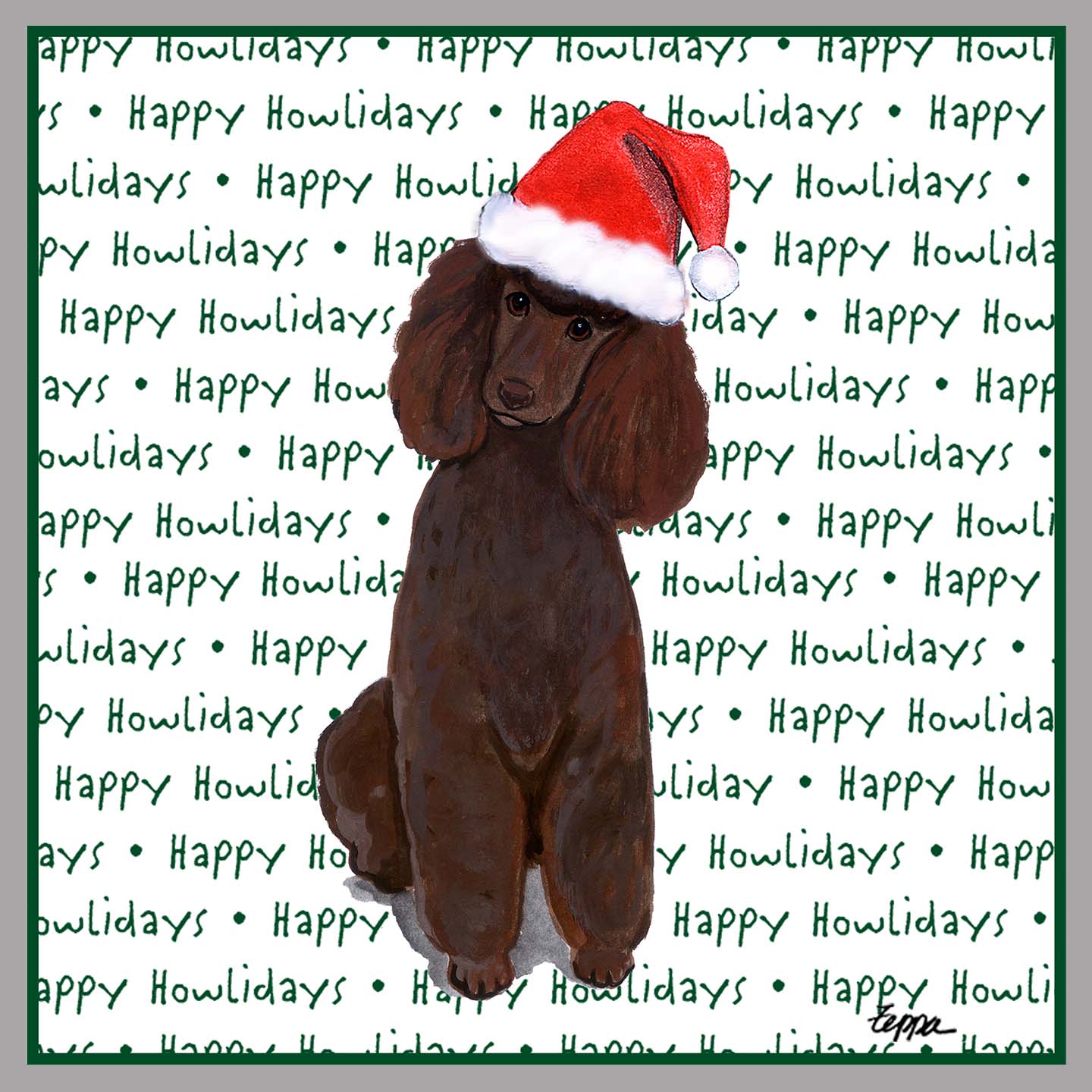 Poodle (Chocolate) Happy Howlidays Text - Women's V-Neck Long Sleeve T-Shirt
