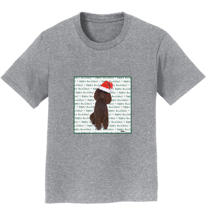 Poodle (Chocolate) Happy Howlidays Text - Kids' Unisex T-Shirt