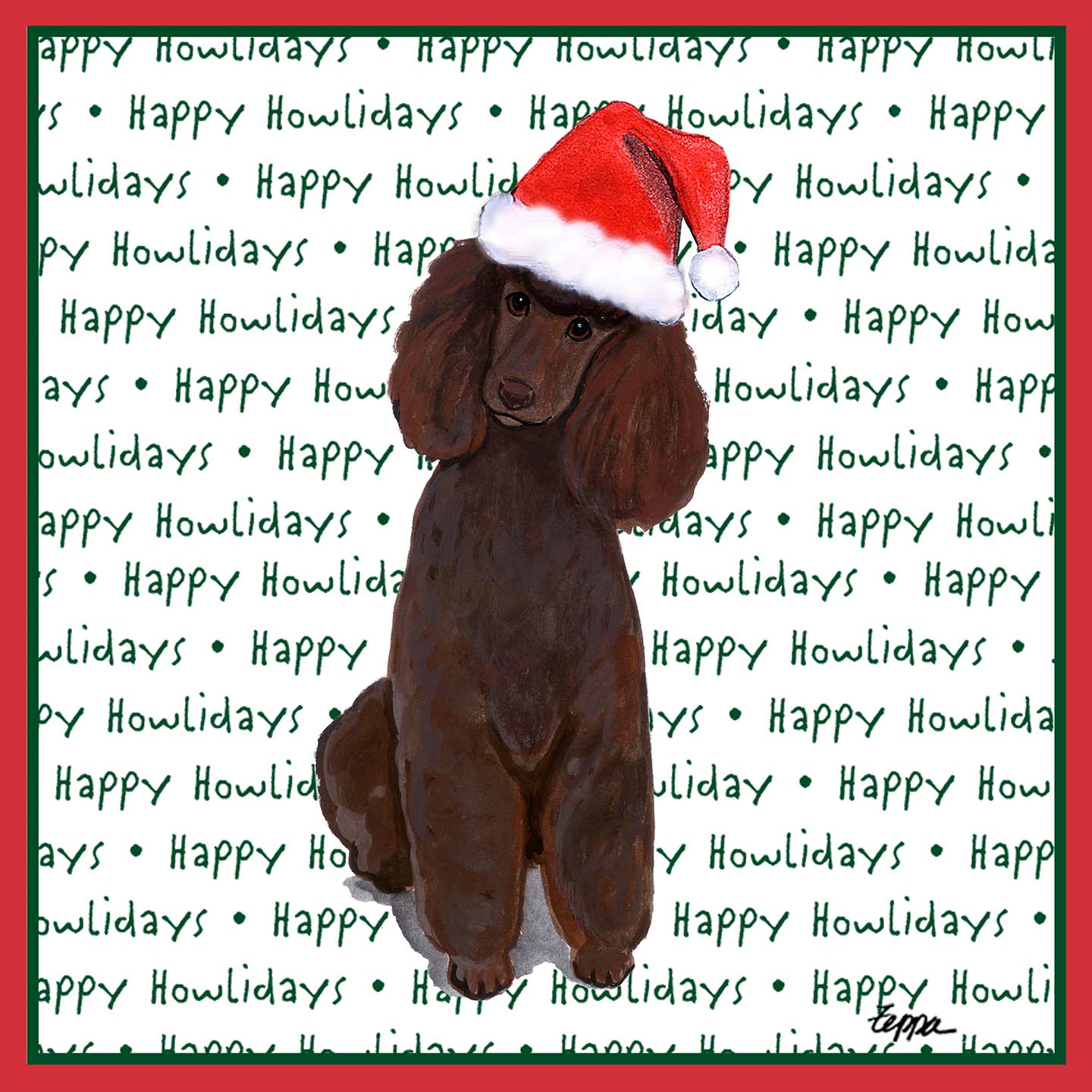 Poodle (Chocolate) Happy Howlidays Text - Kids' Unisex T-Shirt