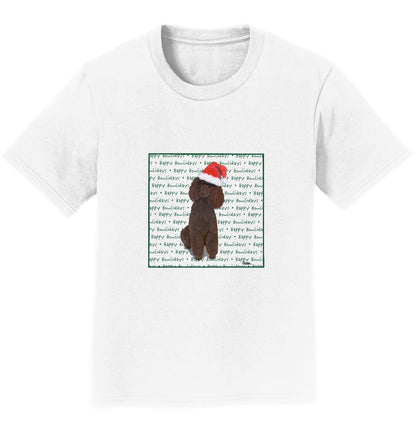 Poodle (Chocolate) Happy Howlidays Text - Kids' Unisex T-Shirt