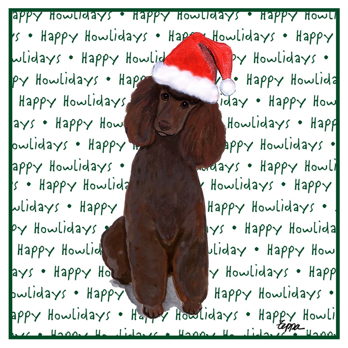 Poodle (Chocolate) Happy Howlidays Text - Adult Unisex Hoodie Sweatshirt