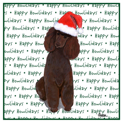 Poodle (Chocolate) Happy Howlidays Text - Adult Unisex Hoodie Sweatshirt