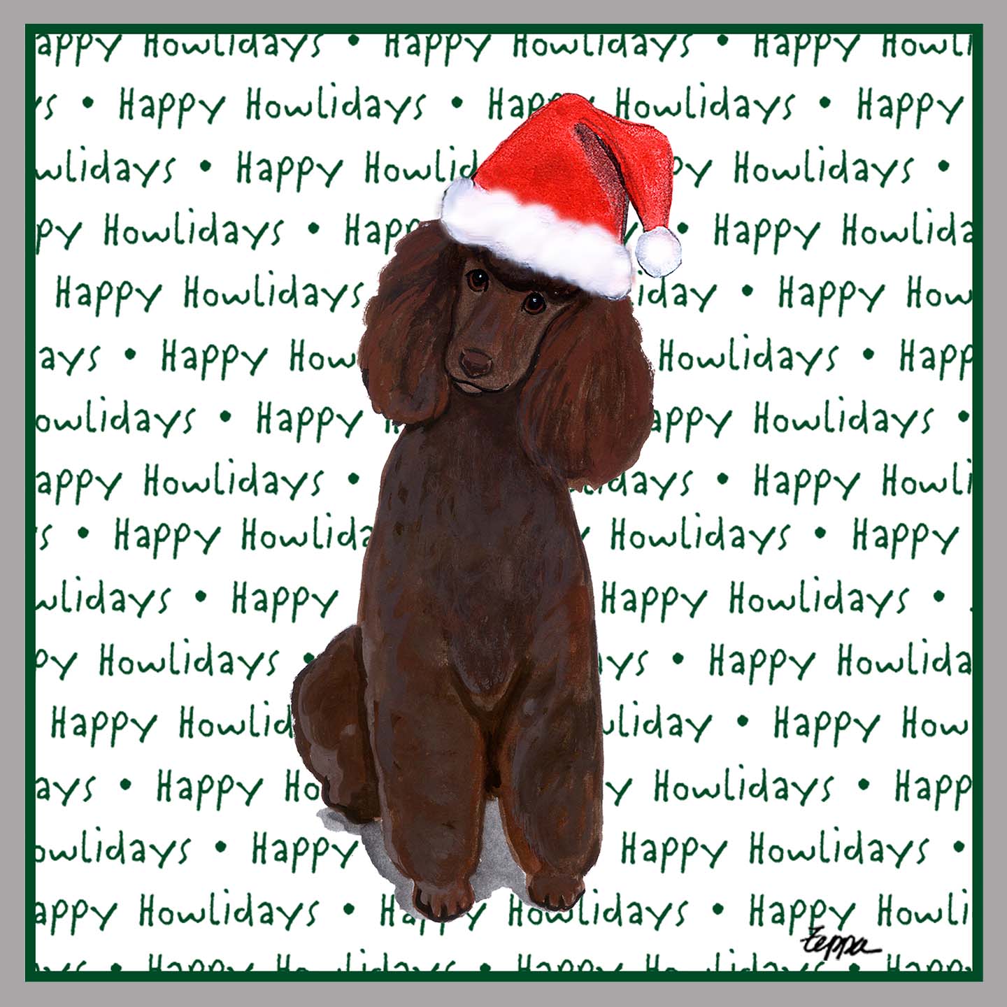 Poodle (Chocolate) Happy Howlidays Text - Kids' Unisex Hoodie Sweatshirt