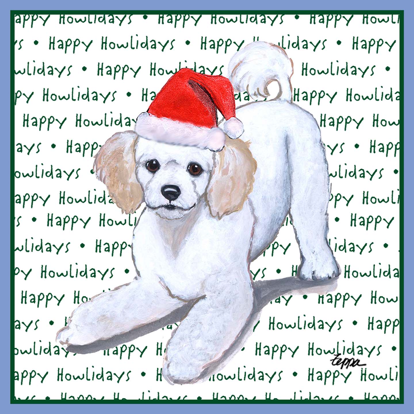 Poodle Puppy Happy Howlidays Text - Women's Tri-Blend T-Shirt