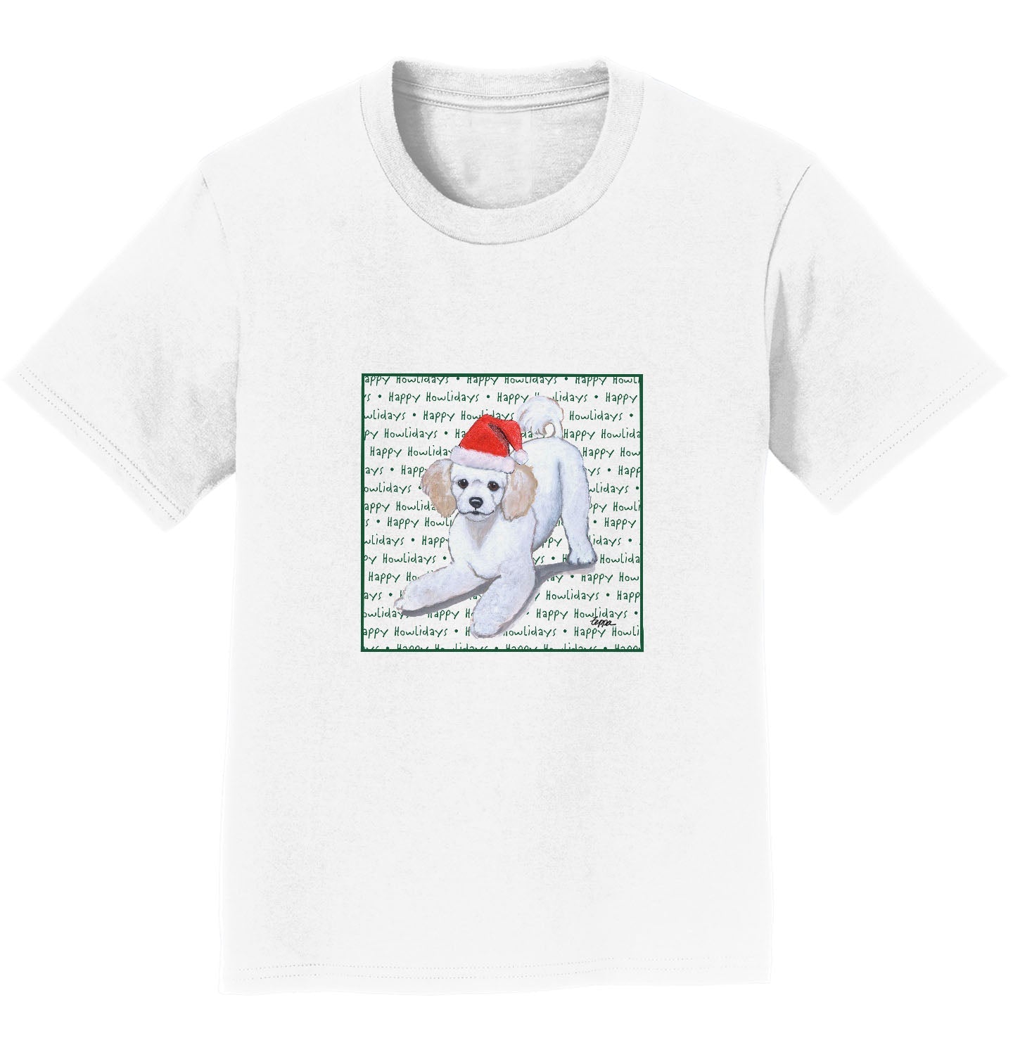 Poodle Puppy Happy Howlidays Text - Kids' Unisex T-Shirt