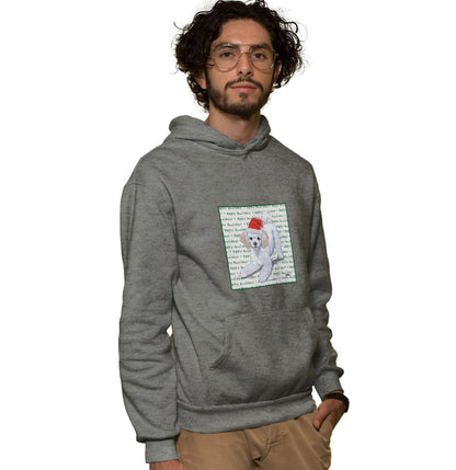 Poodle Puppy Happy Howlidays Text - Adult Unisex Hoodie Sweatshirt
