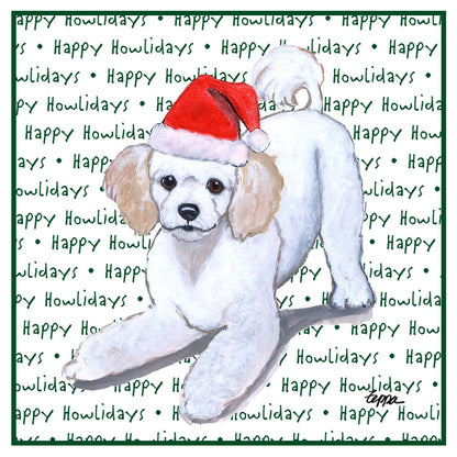 Poodle Puppy Happy Howlidays Text - Adult Unisex Hoodie Sweatshirt