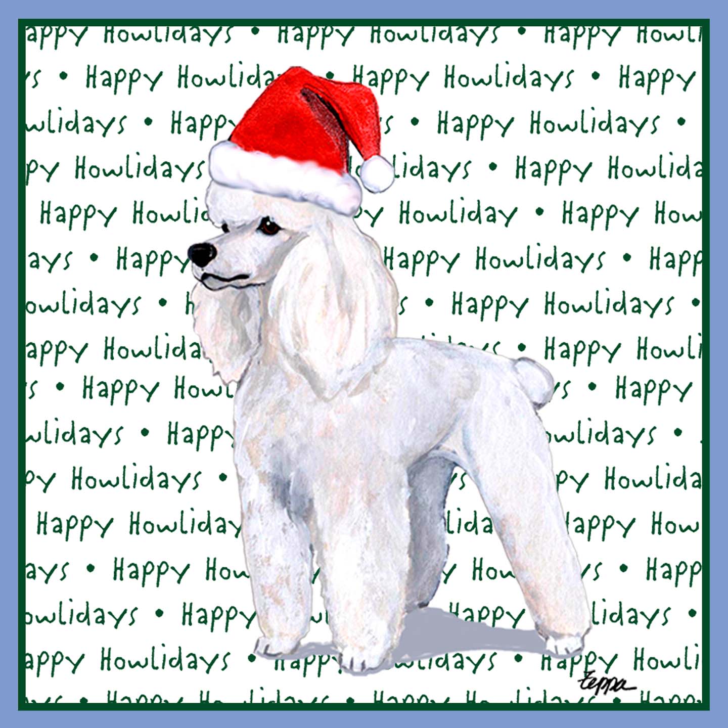 Poodle (White) Happy Howlidays Text - Women's Tri-Blend T-Shirt