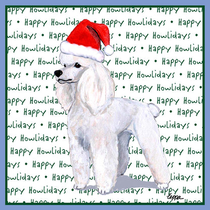 Poodle (White) Happy Howlidays Text - Women's Tri-Blend T-Shirt