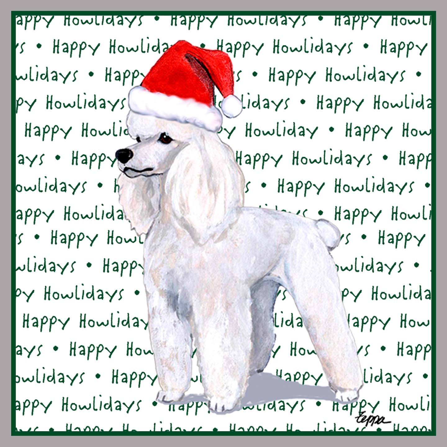 Poodle (White) Happy Howlidays Text - Women's V-Neck Long Sleeve T-Shirt