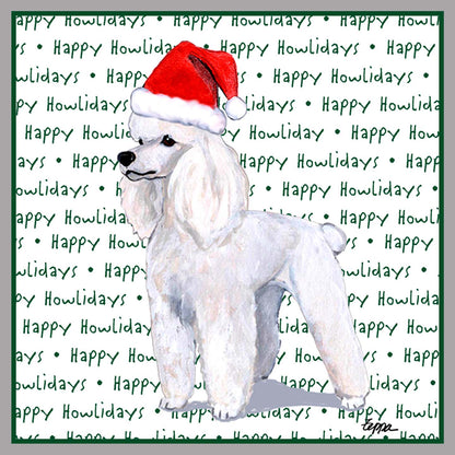 Poodle (White) Happy Howlidays Text - Women's V-Neck Long Sleeve T-Shirt