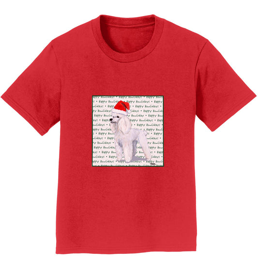 Poodle (White) Happy Howlidays Text - Kids' Unisex T-Shirt