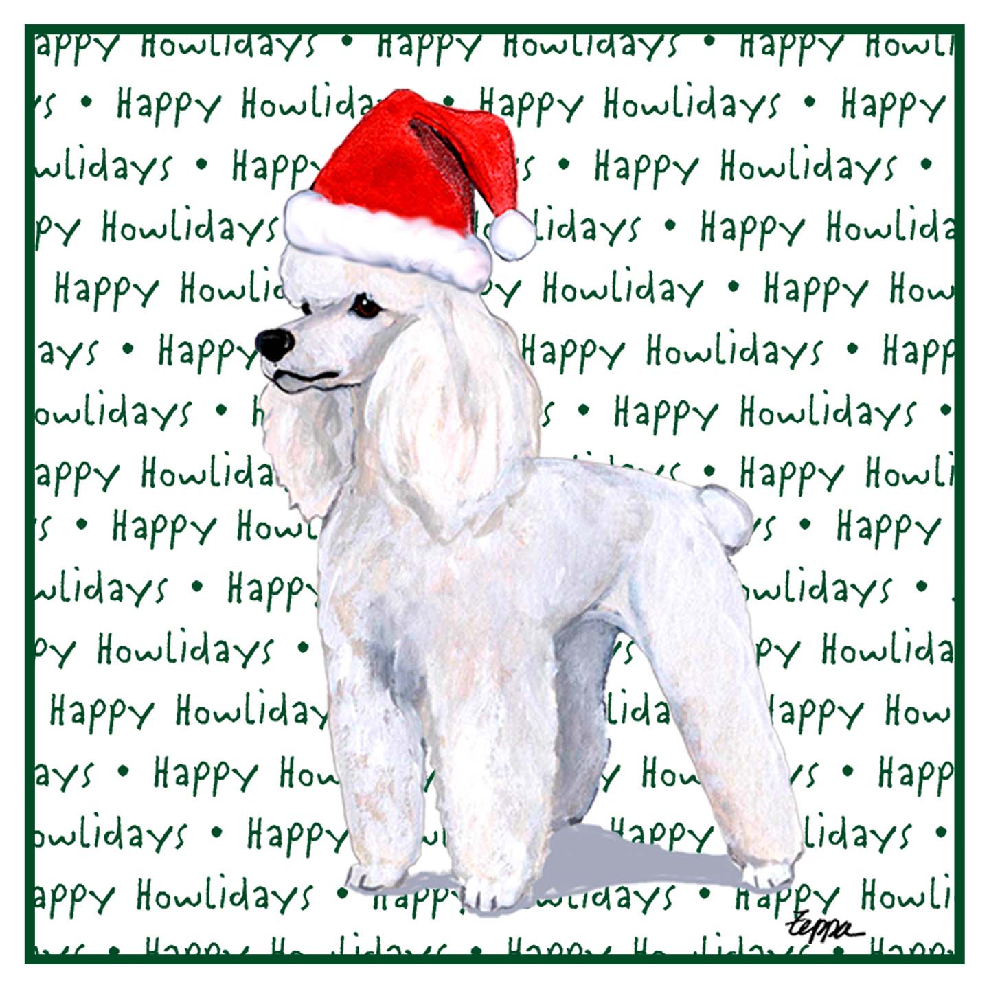 Poodle (White) Happy Howlidays Text - Adult Unisex Hoodie Sweatshirt