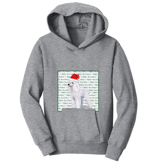 Poodle (White) Happy Howlidays Text - Kids' Unisex Hoodie Sweatshirt