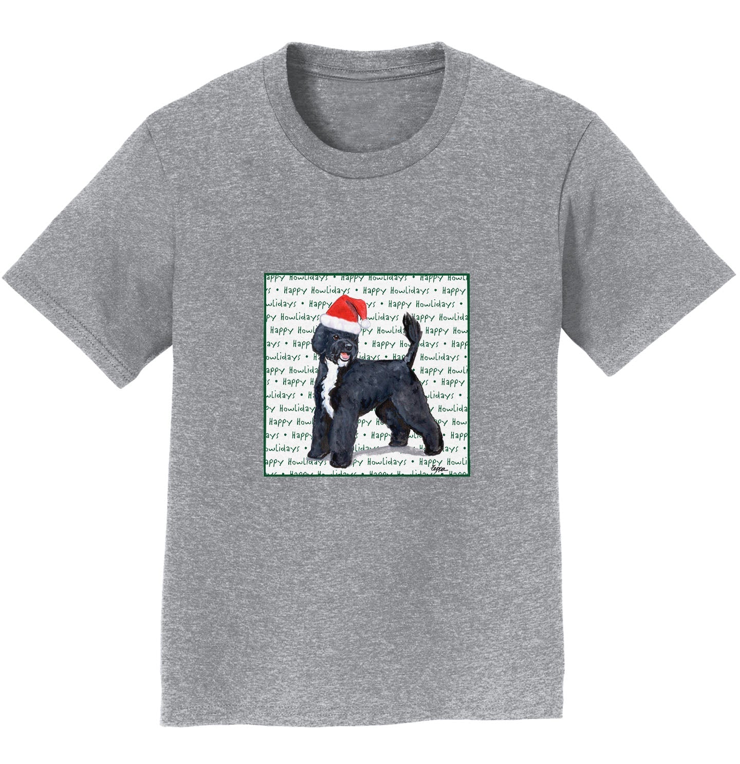 Portuguese Water Dog Happy Howlidays Text - Kids' Unisex T-Shirt