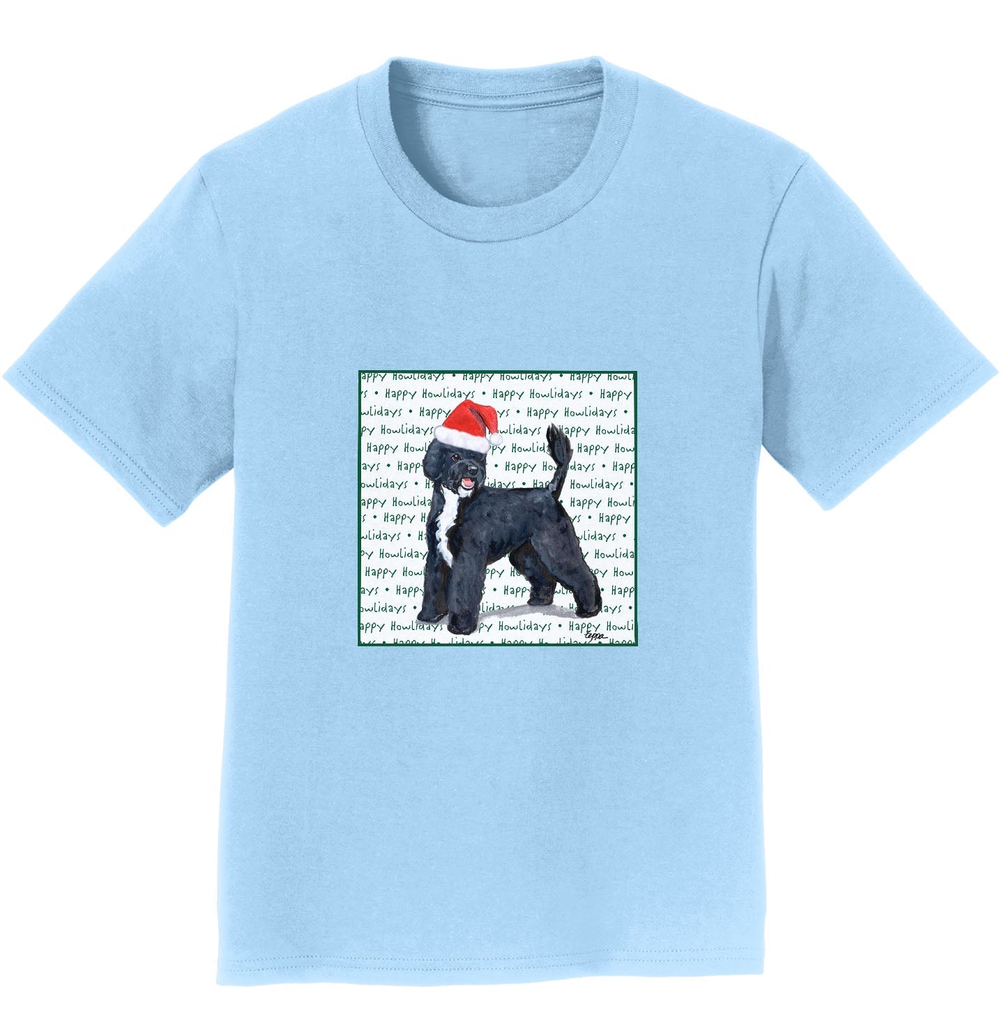 Portuguese Water Dog Happy Howlidays Text - Kids' Unisex T-Shirt