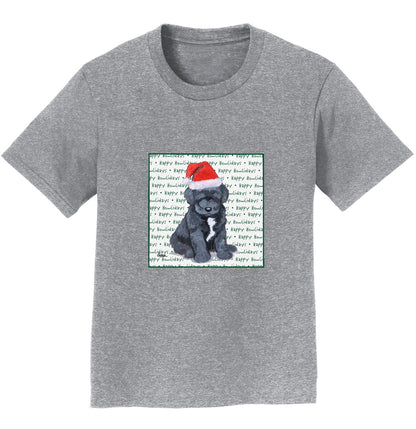 Portuguese Water Dog Puppy Happy Howlidays Text - Kids' Unisex T-Shirt
