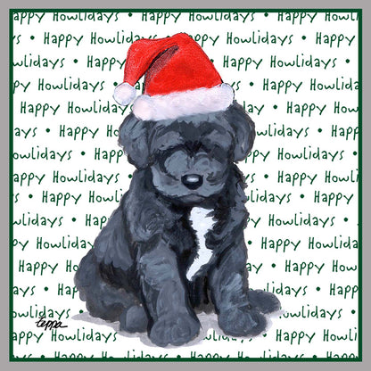 Portuguese Water Dog Puppy Happy Howlidays Text - Kids' Unisex Hoodie Sweatshirt