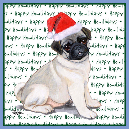 Pug Puppy Happy Howlidays Text - Women's Tri-Blend T-Shirt