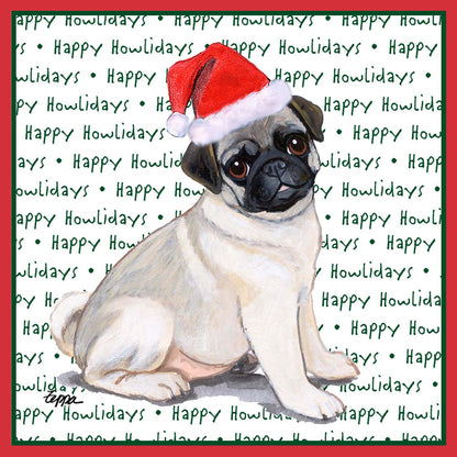 Pug Puppy Happy Howlidays Text - Kids' Unisex T-Shirt