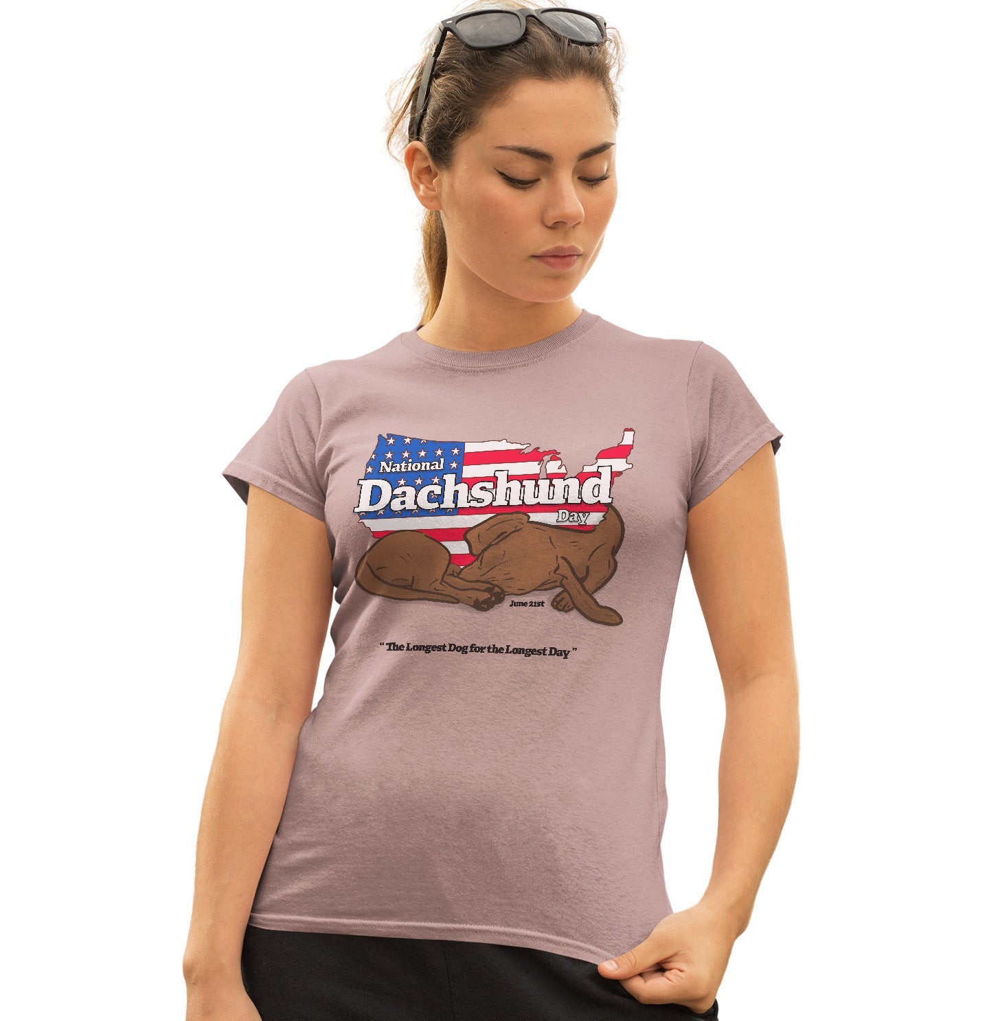 National Dachshund Day US Flag - Women's Fitted T-Shirt