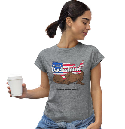 National Dachshund Day US Flag - Women's Fitted T-Shirt