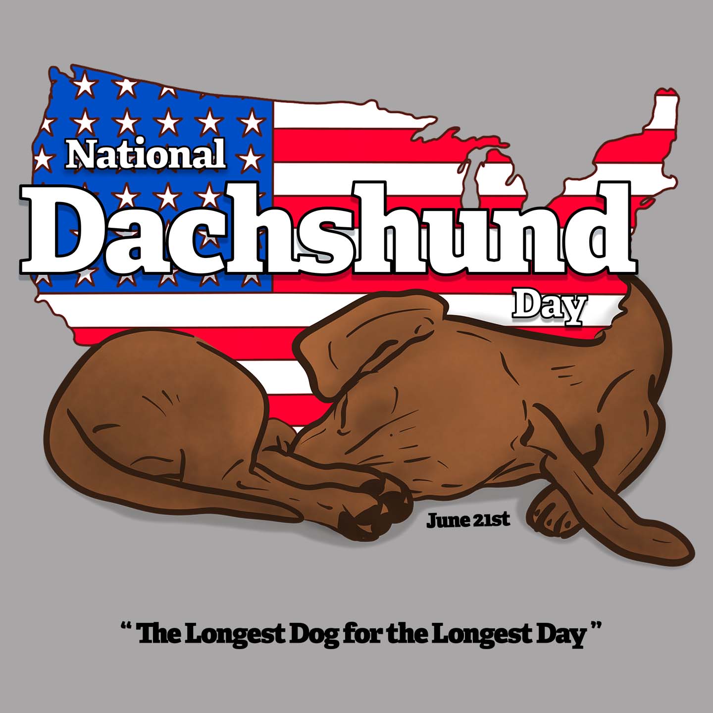 National Dachshund Day US Flag - Women's V-Neck T-Shirt