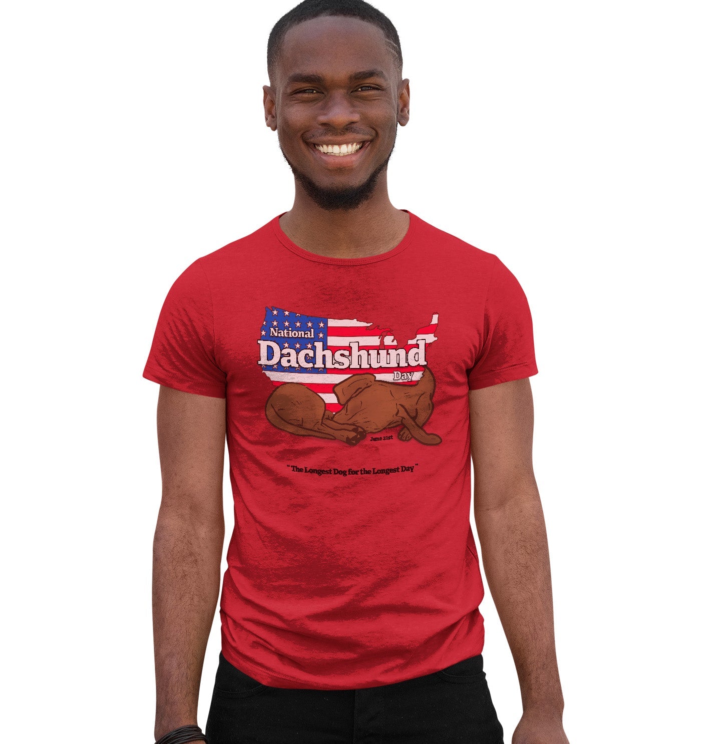 National Dachshund Day US Flag - Adult Unisex T-Shirt