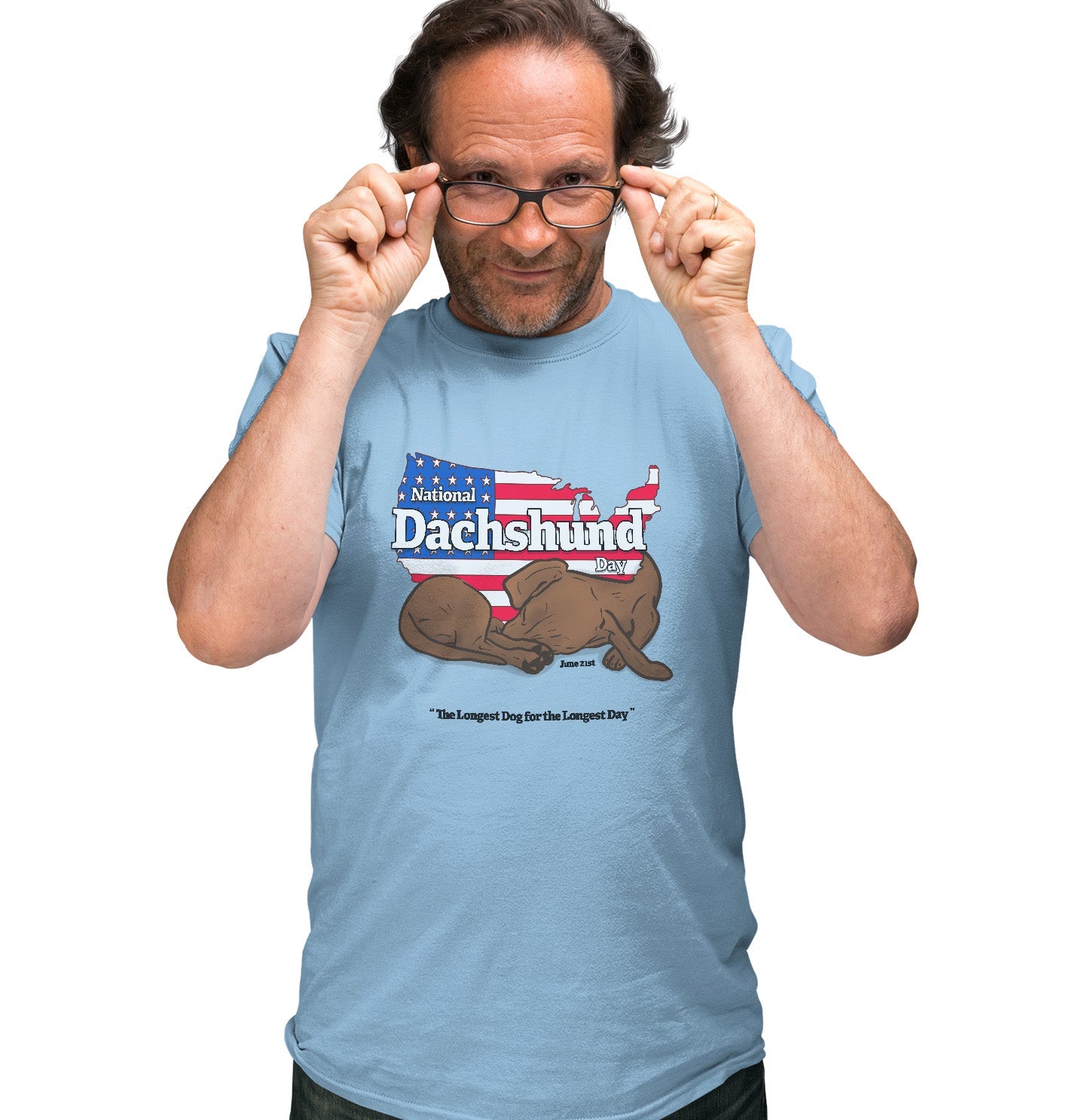 National Dachshund Day US Flag - Adult Unisex T-Shirt