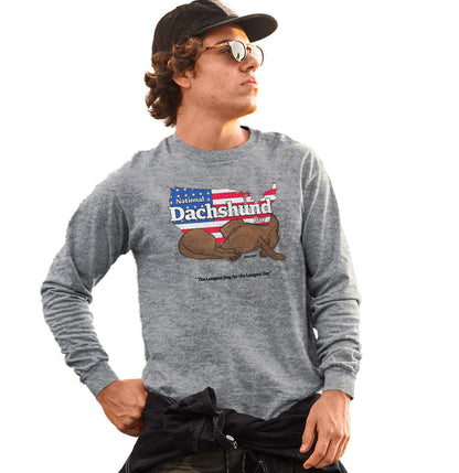 National Dachshund Day US Flag - Adult Unisex Long Sleeve T-Shirt