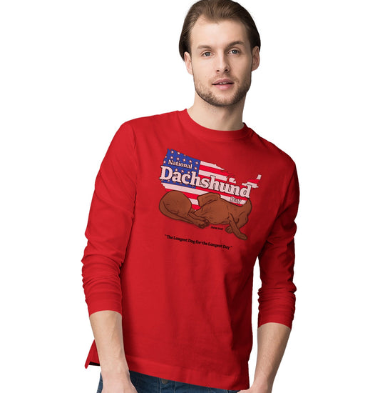 National Dachshund Day US Flag - Adult Unisex Long Sleeve T-Shirt