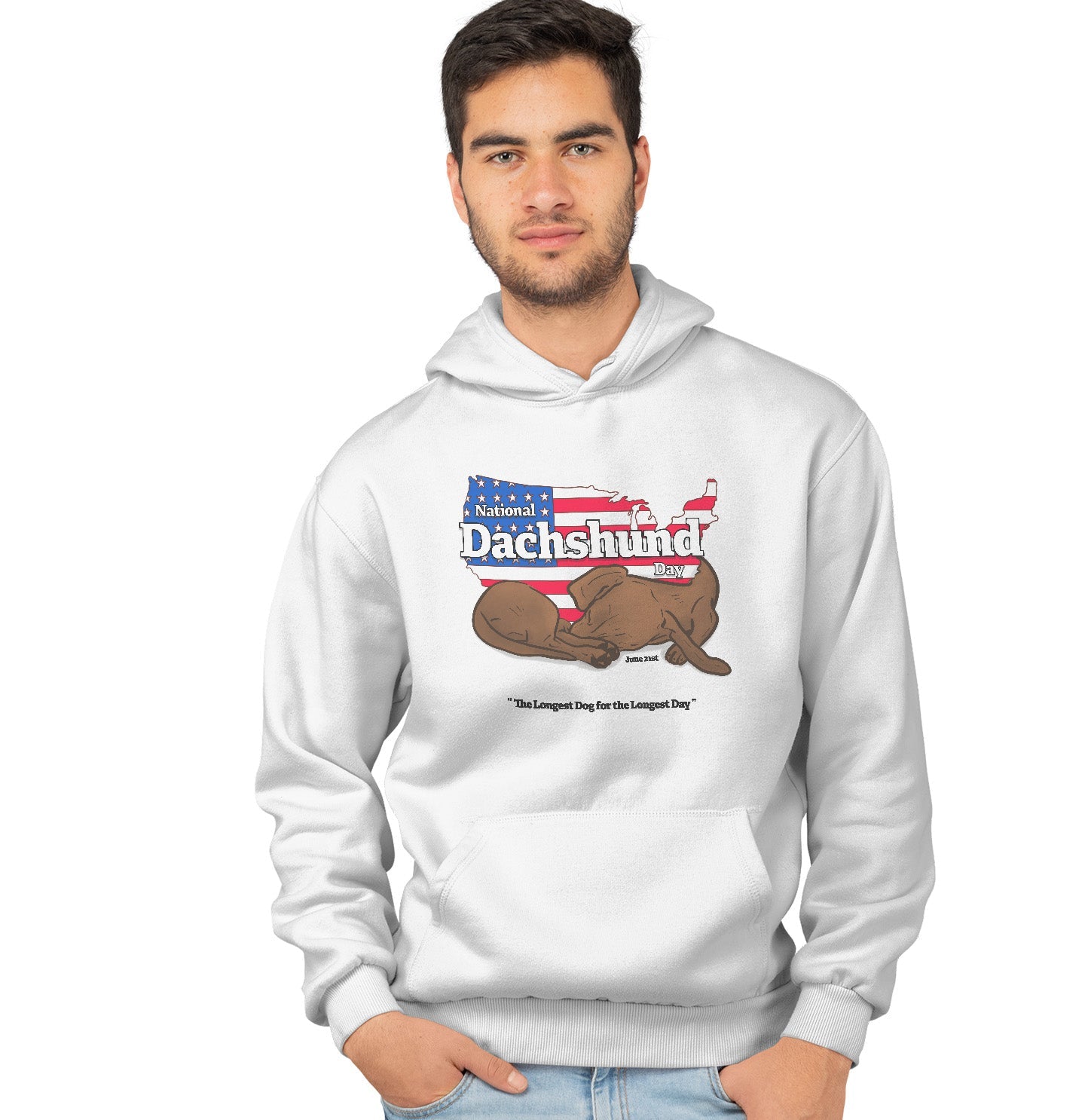 National Dachshund Day US Flag - Adult Unisex Hoodie Sweatshirt