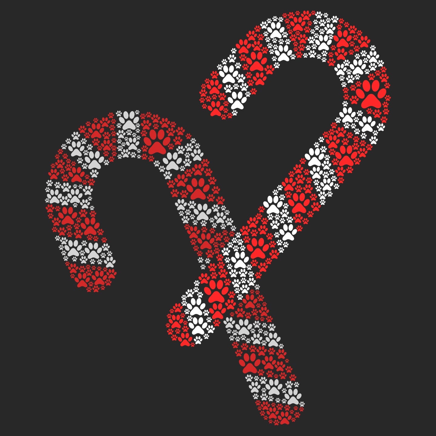 Paw Candy Cane - Adult Unisex T-Shirt