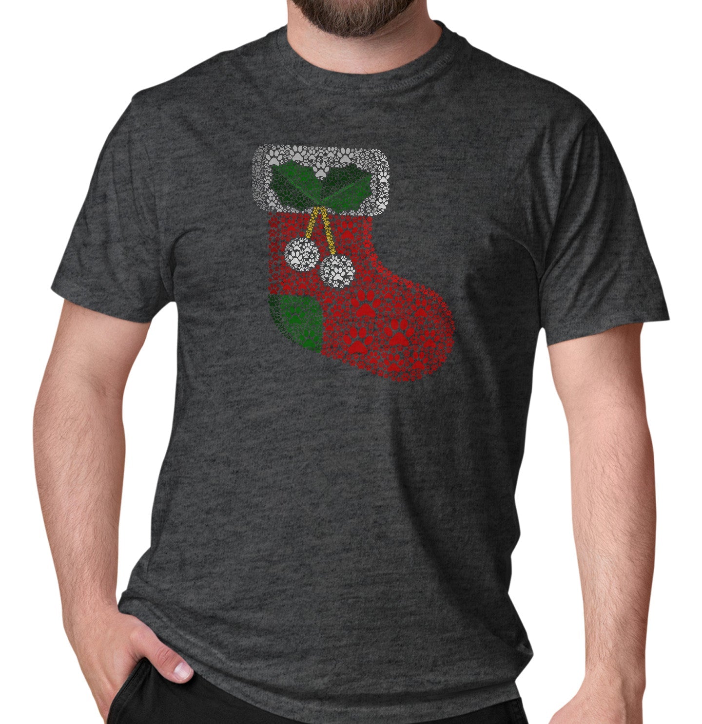 Paw Christmas Stocking - Adult Unisex T-Shirt