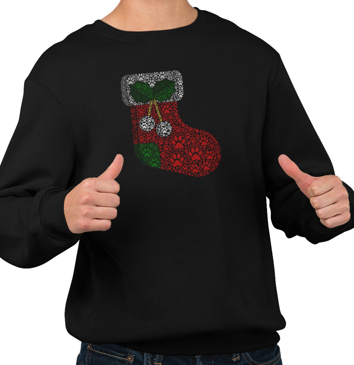 Paw Christmas Stocking - Adult Unisex Crewneck Sweatshirt