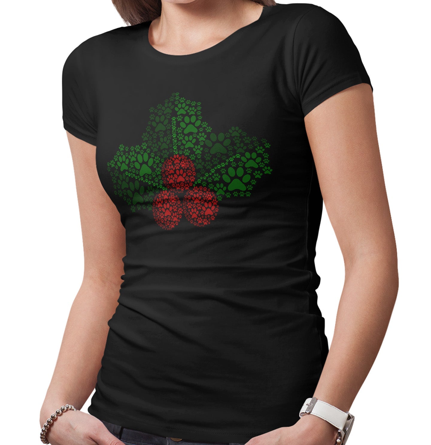 Paw Mistletoe - Women's Fitted T-Shirt