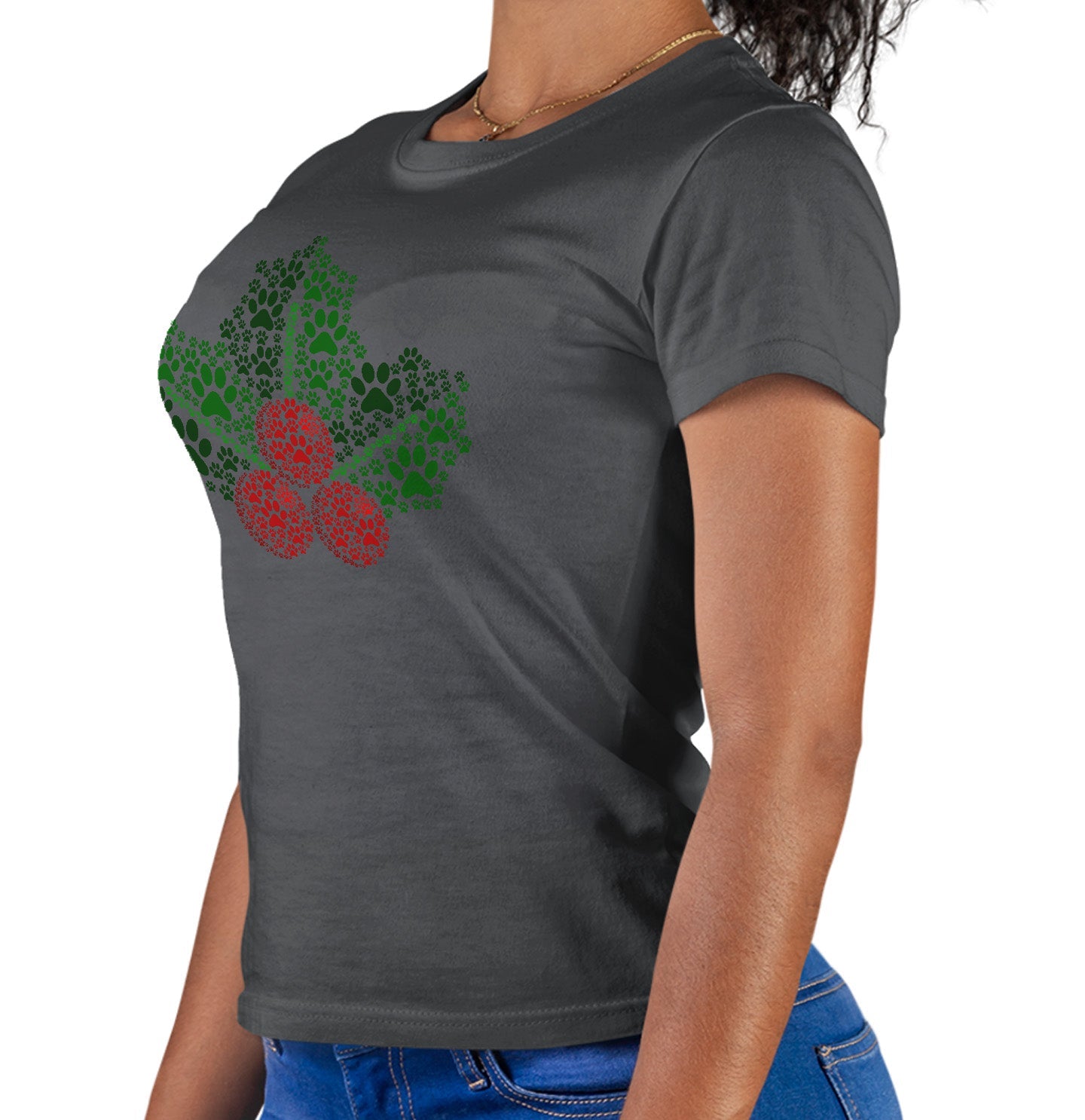 Paw Mistletoe - Women's Fitted T-Shirt