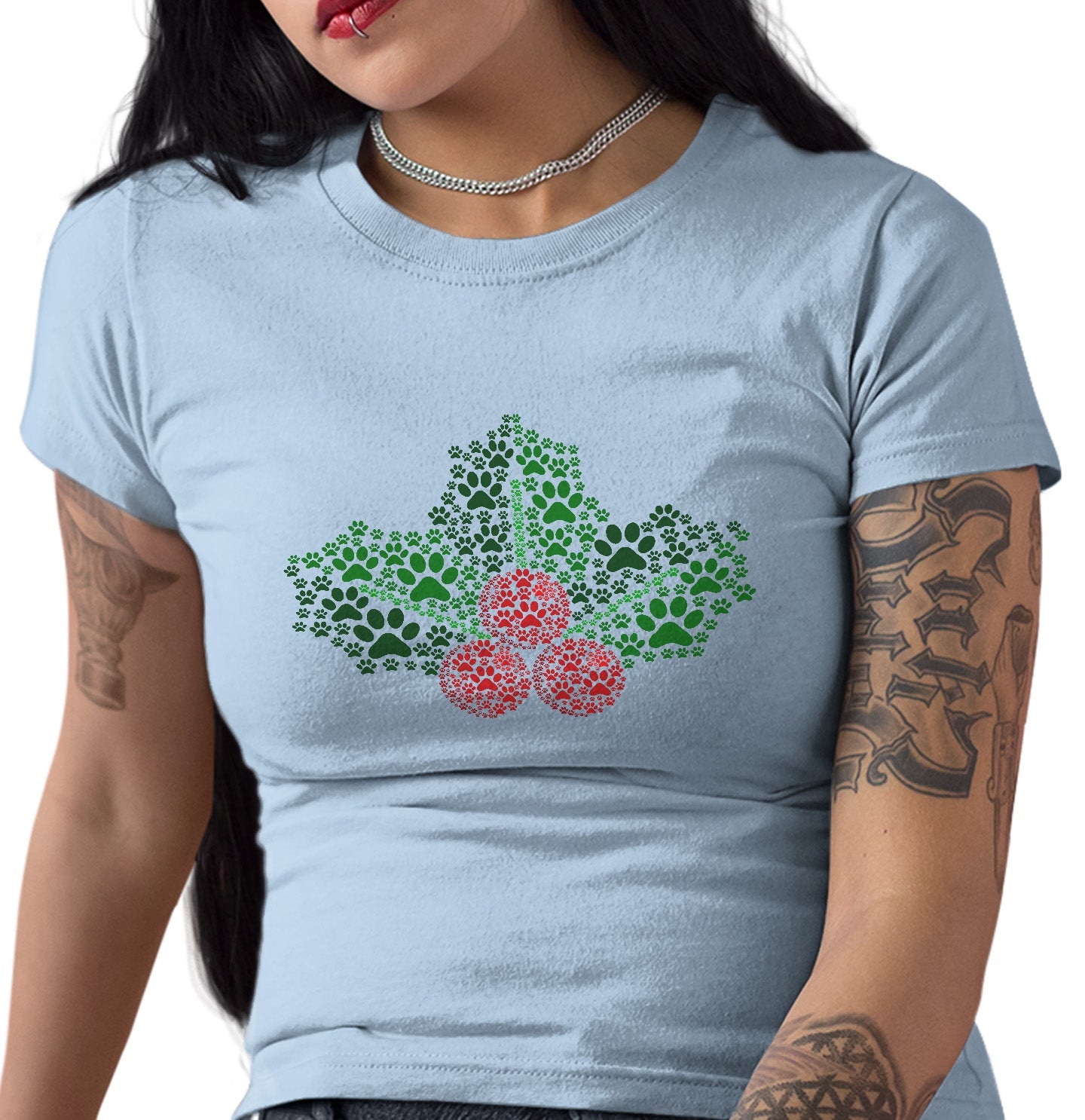 Paw Mistletoe - Women's Fitted T-Shirt