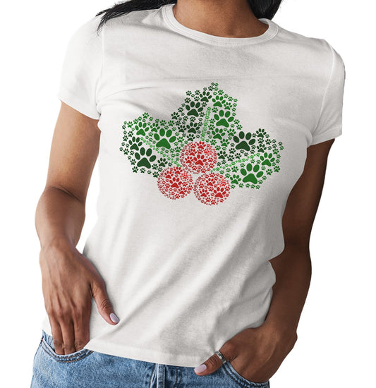Paw Mistletoe - Women's Fitted T-Shirt