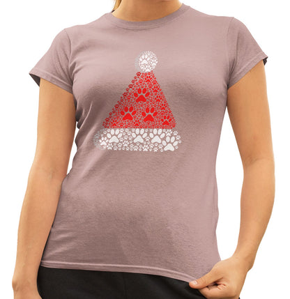 Paw Santa Hat - Women's Fitted T-Shirt