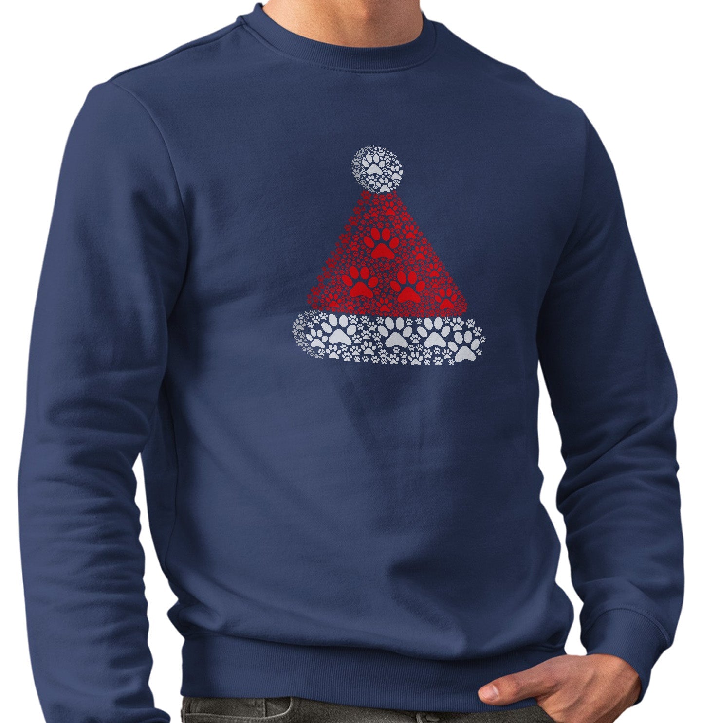 Paw Santa Hat - Adult Unisex Crewneck Sweatshirt