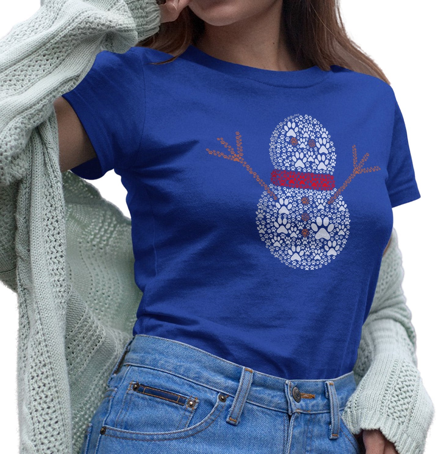 Paw Snowman - Women's Fitted T-Shirt