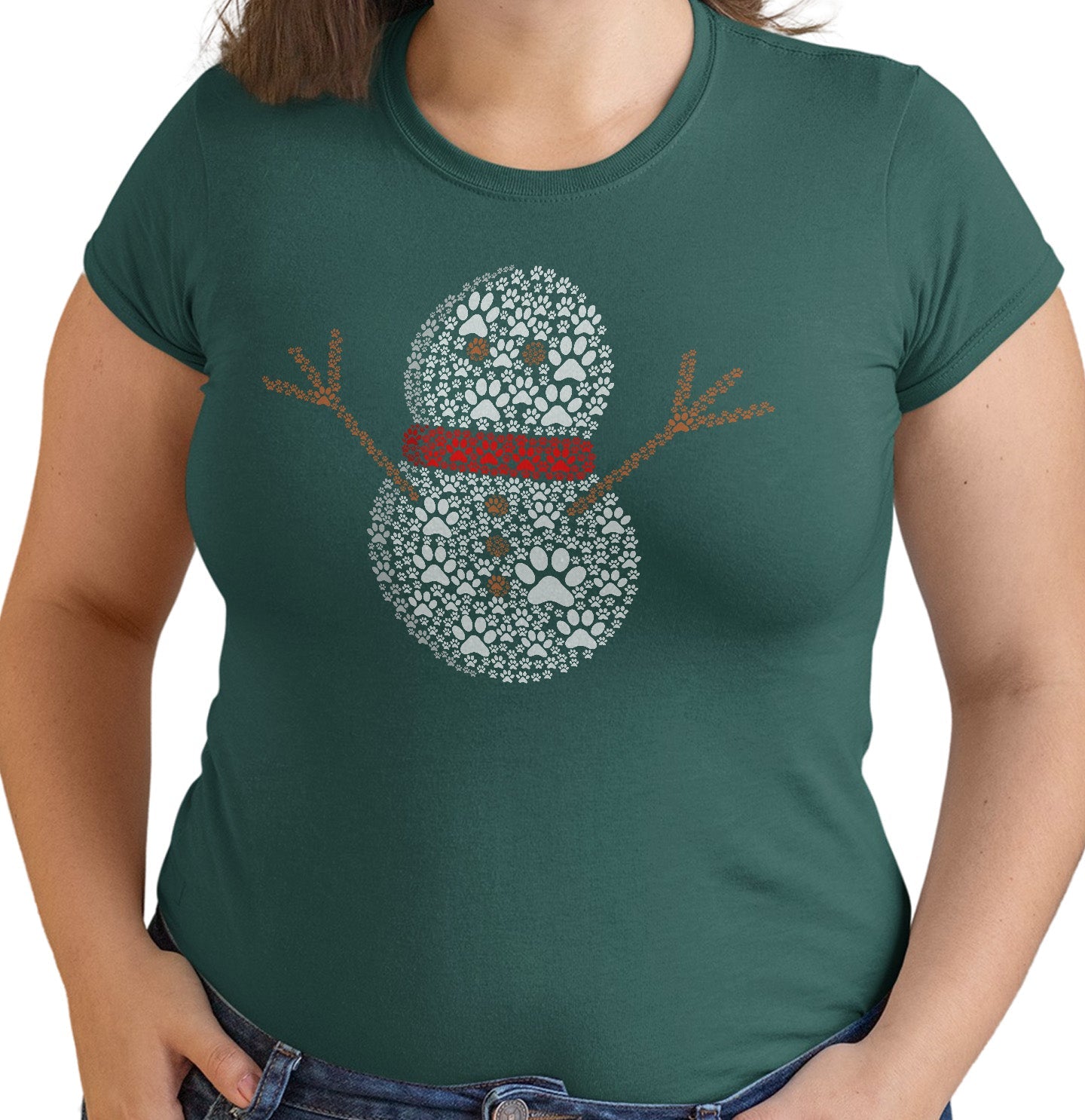 Paw Snowman - Women's Fitted T-Shirt