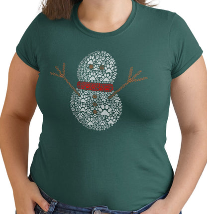 Paw Snowman - Women's Fitted T-Shirt