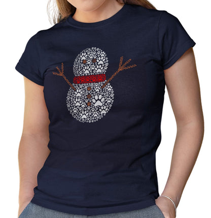 Paw Snowman - Women's Fitted T-Shirt