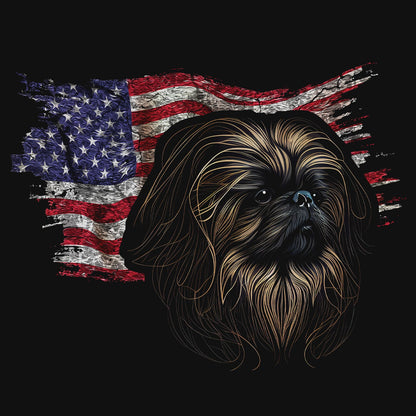 Patriotic Pekingese American Flag - Adult Unisex T-Shirt