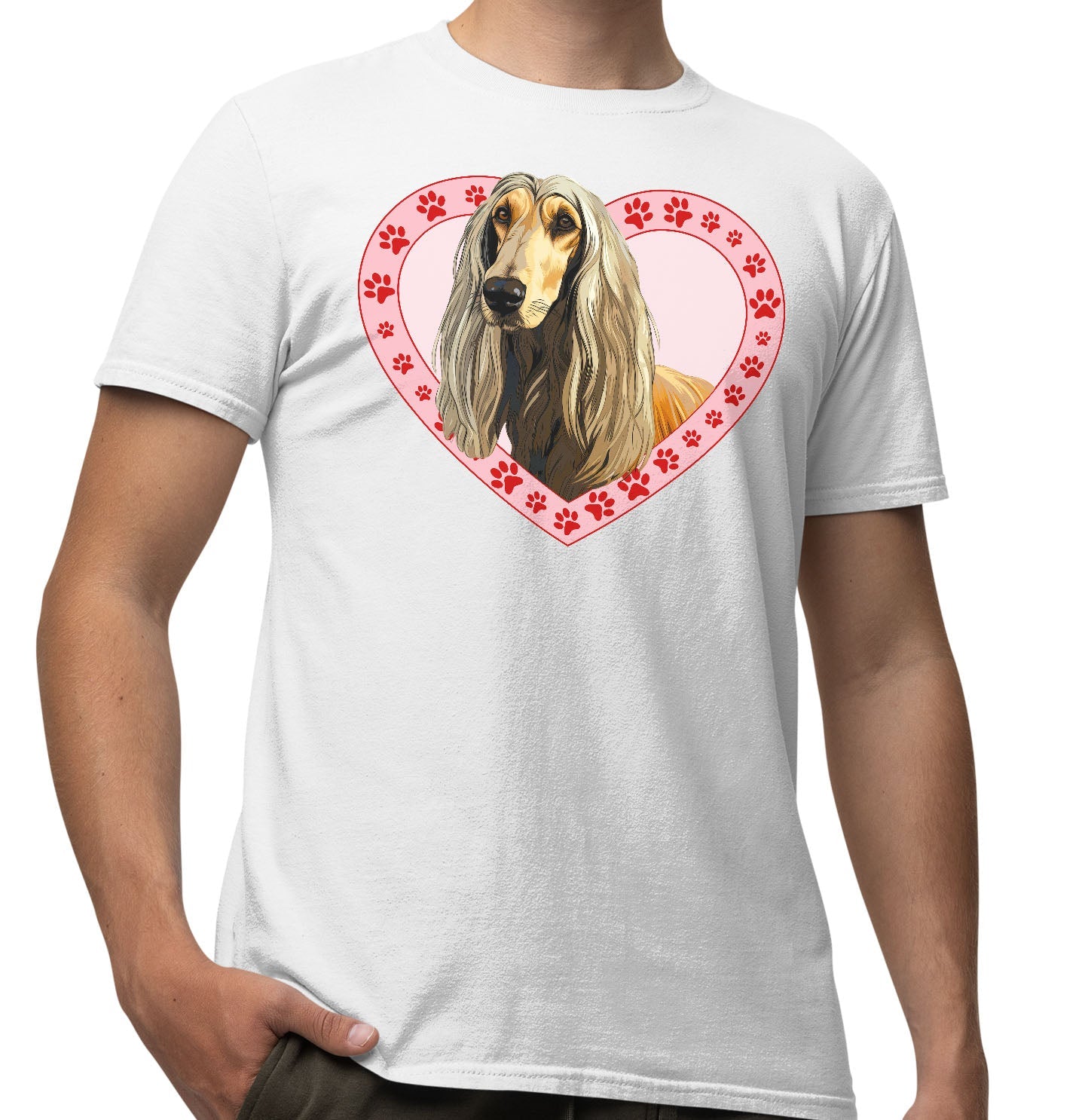 Afghan Hound Illustration In Heart - Adult Unisex T-Shirt